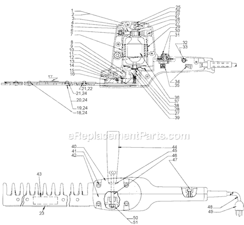 Page A Diagram and Parts List for 8100 Type 1A Black and Decker Hedge Trimmer